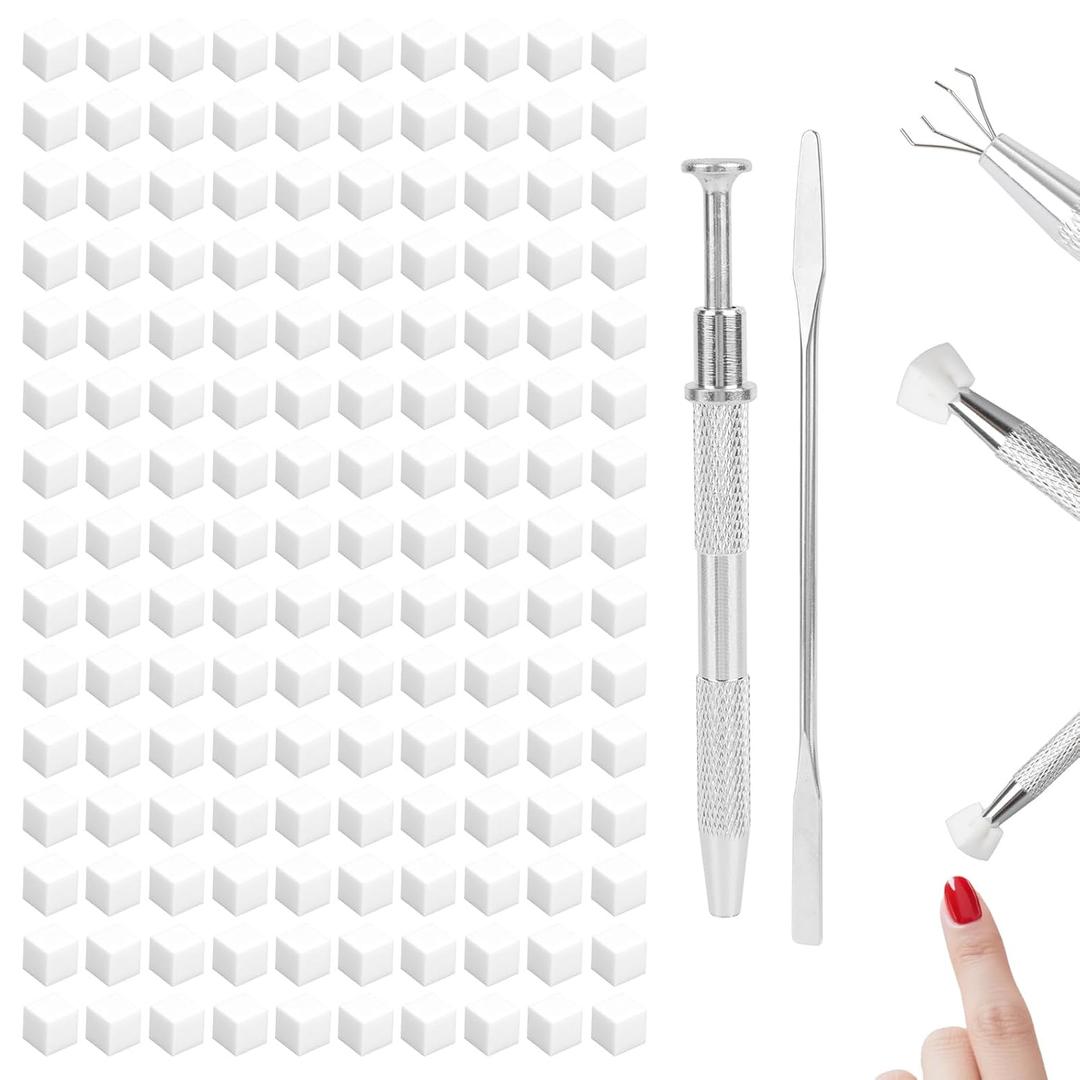 150pcs Soft Nail Sponges for Ombre, with 1 Grabbing Pen & 1 Mixing Spoon Manicure Nail Art Tools and Accessories Supplies for Home DIY & Salon Use