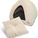 Best Pet Supplies Cat Bed for Indoor Cat, Domed Tent House with Removable Pillow, Covered Cat Cave for Small Dog, Puppies and All Breeds of Cats - Corduroy Beige, 16 x 16 x H:14"