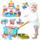 Large Particle Soft Building Block Toys with Storage Box with pull rods for Toddler Aged 18 Months to 6 Years old.Preschool Toys Suitable for Kindergarten, Parent-child Interaction etc(81P)