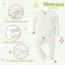 Modal Baby Boy Romper Footies Jumpsuit with Zipper - Ultra Soft & Breathable Footed for 0-18 Months (White)