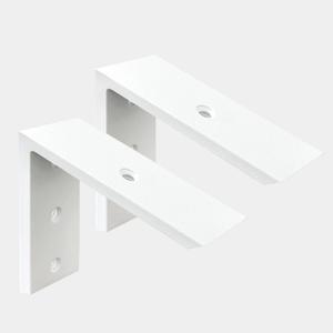 2 Pack - 6 inch White Hidden L Shelf Bracket  Iron Floating Shelf Brackets Rustic Industrial Metal Brackets for Shelf Support, 6"x6" x2.5"