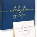 Lamare Funeral Guest Book for Memorial Service  Elegant Celebration of Life Guest Book and in Loving Memory Guest Book - Condolences Book for Funeral (Navy)