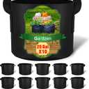 Gardzen 10-Pack 25 Gallon Grow Bags, 300G Thickened Aeration Fabric Pots with Handles, Heavy Duty Cloth Pots for Plants (Black)