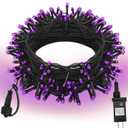 Extra Long 132FT Halloween Mini Lights, 400 LED Black Wire Fairy Starry String Lights Plug in, Timer & Memory & 8 Modes, for Indoor Outdoor Xmas Tree Wedding Party Decoration,Purple
