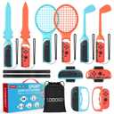 CODOGOY 12-in-1 Switch Sports Accessories Bundle for Switch 1/2/OLED - Complete Family Sports Kit with Storage Bag, Exclusive Bowling Grips & 2 Player Support for Nintendo Switch Sports Games,Switch 1/2 Compatible (ORANGE&BLUE)