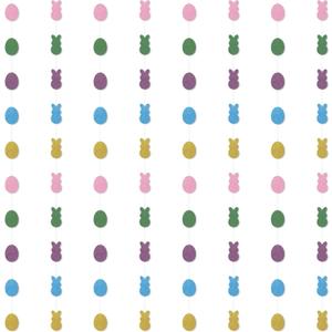 8 PCS Easter Glitter Bunny and Egg Garland, Easter Hanging Streamers Banners for Easter Spring Birthday Home Party Decoration Supplies