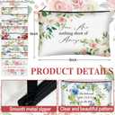40 Pcs Floral Inspirational Gifts Canvas Makeup Bags with Compact Mirrors Cosmetic Bags Thank You Pouch Bulk for Mothers Day Church Women Teacher Coworker Employee Gifts