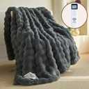 Heated Electric Blanket Twin Size,Soft Faux Rabbit Fur Heating Blanket with Overheat Protection.Cozy Plush Thick Blanket,10 Time Settings, 5 Heat Level(6284 inches,Grey)