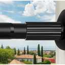 Tension Curtain Rod 51-165 Inch, Extra Long Curtain Rod No Drilling for Window or Bathroom, Outdoor Curtain Rods for Patio, Easy to Install, Never Rust, Rod Diameter 1.26 Inches-Black