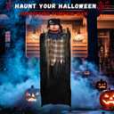PRESENCE 6FT Halloween Decorations Outdoor - Hanging Animatronic Halloween Decoration Jack-O'-Lantern with Glowing Eyes and Sound Activated Halloween Outdoor Decoration Haunted House Prop Decor