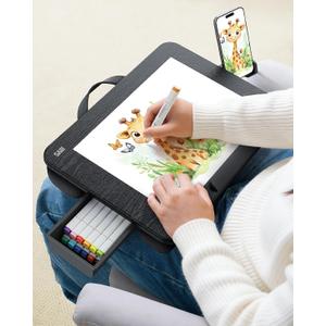 SAIJI Laptop Lap Desk, Portable Laptops Tray with Cushion Drawer Storage
Drawer Storage, Phone Holder, 12mm Thickened Panel,Carry Handle, Computer Laptop Stand for Bed Fits Up to 15.6 Inch Laptops
