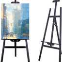 Falling in Art Easel Stand for Painting, Adjustable Wooden Easels for Painting Canvas Up to 42", Folding Art Easel for Drawing, Wedding Sign and Poster, Suitable for Kids and Adults(Black)
