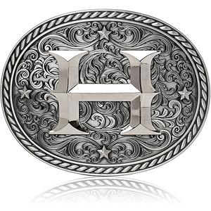 Western Cowboy/Cowgirl Initial Belt Buckle - Large, Letter Buckles For Men And Women (Silver)