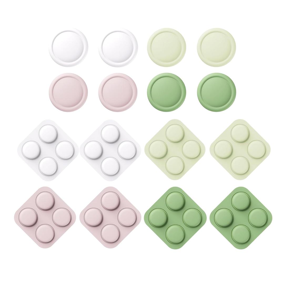 PlayVital Button Caps + Thumb Grip Set for Nintendo Switch 2, 8 Silicone Colorful ABXY Directional Button Covers & 4 Joystick Caps for Joycon - White & Pink & Antique Yellow & Matcha Green