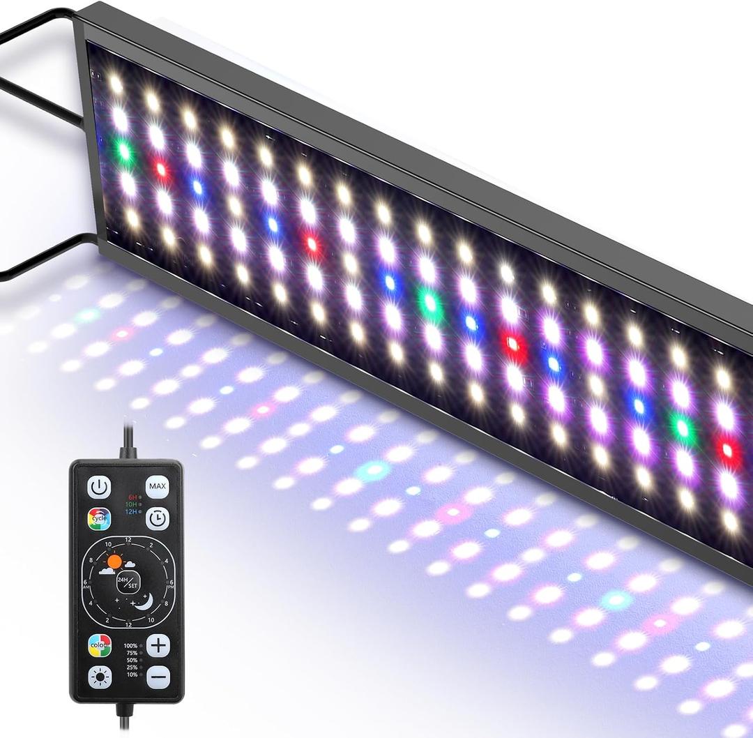 Hygger Aquarium LED Light Fish Tank Full Spectrum Lighting with 24/7 Day-Night Cycle Mode & Auto On/Off Timer, 7 Colors Options, Dimmable, Extendable Bracket for 36~42in Freshwater Tank Plant Lights