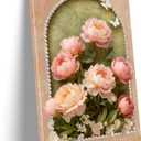 Vintage Blush Pink Peony Floral Canvas Wall Art Soft Warm Flower Wall Decor, 24"L x 16"W