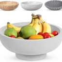 Concrete Fruit Bowl - 10.5 Diameter & 4.25 Height - Modern Key Bowl for Entryway Table - Decorative Pedestal Centerpiece - Grey (Grey - Modern)