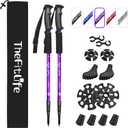 TheFitLife Nordic Walking Trekking Poles - 2 Sticks with Anti-Shock and Quick Lock System, Telescopic, Collapsible, Ultralight for Hiking, Camping, Mountaining, Backpacking, Walking, Trekking (Black)