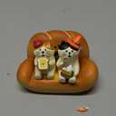 2Pcs Cute Mini Cat Figurine with Bread Sofa Resin Cat Figure for Office Home Decor - Cute Cat Gift for Cat Lovers