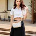 Prite Quilted Crossbody Purse for Women, Vegan Leather Bag with Shoulder Strap, Small Purse with Card Slots