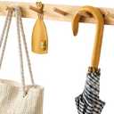 Hickory Wood Coat Rack Wall Mount, 24 Inch Coat Hook Hanger Wooden Wall Coat Rack with 6 Hooks for Purse Clothes Towels Hats in Entryway Bedroom Bathroom, Natural