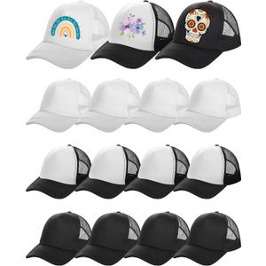 Mepase 15 Pieces Sublimation Baseball Cap Blank Trucker Hats Polyester Unisex Mesh Adjustable Cap for Men Women