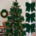 18Pcs Vintage Green Velvet Christmas Bow Decor - 6 Inch Cozy Rustic Ribbon Bow Ornaments for Christmas Tree, Wreaths, Garland, Gift Wrapping, DIY Crafts & Xmas Home Decoration