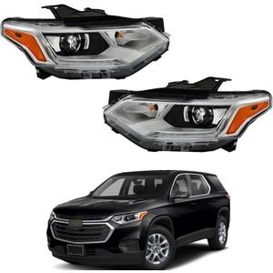 Driver Side and Passenger Side Headlights Assembly HID with DRL Replacement for Traverse 2018-2020 Housing Chrome Lamp LH RH 2PCS 84887857 84887858