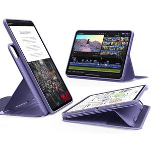 ESR for iPad Pro 11 Inch Case (M5/M4) 2025/2024, Rotating Case with Removable Magnetic Cover, Adjustable Portrait/Landscape Stand, 9 Standing Angles, Shift Series, Purple