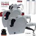 2 Pack Price Gun - 1 Line Label Pricing Gun with 10,000pcs White Labels Handheld Date Code Prices Labels Maker with Pre-Loaded Inks & Label Remover for Retails, Yard Sales, Groceries, Supermarket