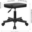 WKWKER Rolling Stool Height Adjustable 360 Swivel Stool with Wheels Square Seat PU Leather Rolling Stool for Bedroom Counter Shop Salon Massage Home Office Desk (Black)