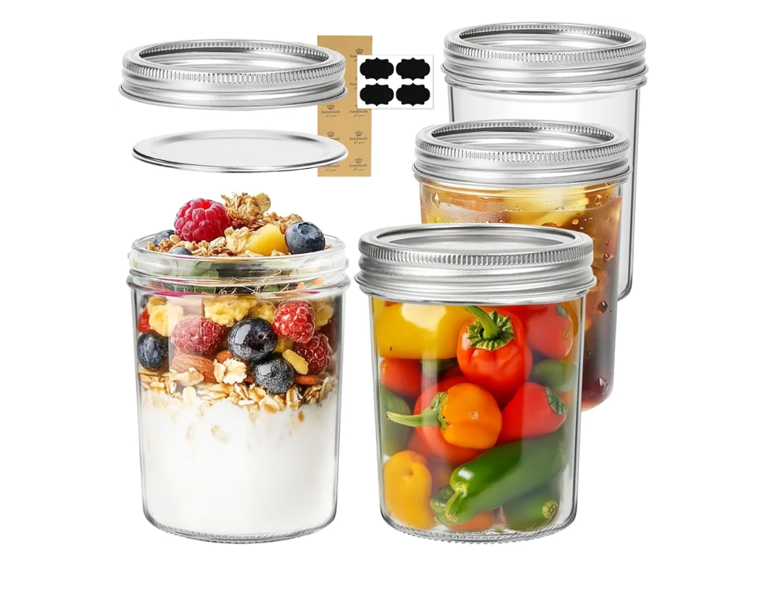 ComSaf Wide Mouth Mason Jars 16 oz with lids - 3 Pack, Pint Mason Jars with Seal Bands, Glass Canning Jars for Honey, Jam, Jelly, Coffee, Salad, Desert, Shower Wedding Favors, DIY Candles Decor