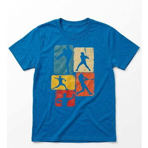 Baseball Batter Kids Boys Youth Men T-Shirt (Blue, M)