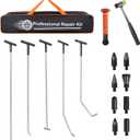 Dent Repair Rods 16PCS Dent Removal Kit, Stainless Steel Dent Removal Rods with Rubber Hammer and 9 Replaceable Taper Head for Car Dent Repair