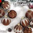 Ciaell 12PCS Brown Velvet Christmas Ornaments - 3.15inch Christmas Tree Balls - Shatterproof Plastic Balls Xmas Hanging Ornaments with Gift Box for Holiday Indoor Outdoor Decorations