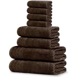 Towels Pack of 6 Towels Set, 2 Extra Large Bath, 2 Hand, 2 Washcloths, 100% Cotton, Lighter Weight, Quicker to Dry, Super Absorbent, Perfect for Bathroom, Brown