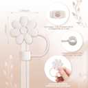 4 x Compatible with Stanley Cup Accessories, 2PCS Butterfly Letter Charms with 4PCS 10mm Stanley Straw Cover Cap for Stanley Cup 30&40 Oz, Silicone Stanley Straw Toppers for Stanley Tumbler(O)