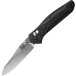 Benchmade - Mini Osborne, Every Day, Outdoor, Folding Knife, Reverse Tanto Blade with Black Carbon Fiber Handle (945-2)