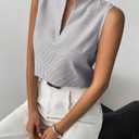 SOLY HUX Women's Work Outfits V Neck Sleeveless Blouses Summer Casual Tank Tops Business Office Dressy Striped Shirts