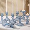 Glass Candle Holder Set of 12, Blue Taper Candle Holders Bulk, Vintage Candlestick Holders, Candle Stick Holder for Table Centerpieces, Wedding, Festival & Home Decor