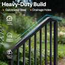 VIVOHOME 2-Pack Galvanized Steel Hand Rails for Outdoor Steps 40.6" Black Oval and Safety Balusters Exterior Railing Kit for Porch, Deck, or Indoor Stairs (4-Step, Black)