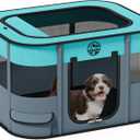 Puppy Playpen Cat Dog Crate: Play Pen Indoors Pet Playpens Portable Foldable Cage Kennel House for Medium Small Large Kitten Rabbit Guinea Pig Hamster with Food Bowl (Grey, L, 1)