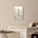 Jesus Walking on Water Wall Art, Christian Wall Decor Pictures, Divine Light Canvas Painting Modern Religious Bible Poster Prints for Living Room Bedroom Church Home Decoration 12x16 in Framed