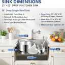 Herogo 25×22 Inch Kitchen Sink, Stainless Steel Drop In Single Bowl 10'' Deep Kitchen Sink with Accessories, for Rv Bar Farmhouse, 