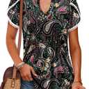 BETTE BOUTIK Womens Summer Tops Pleated Short Sleeve Tunic Tops Short Sleeve Blouses Shirts S-3XL (Pink, S)