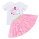 IBTOM CASTLE Birthday Girl Strawberry Sequin Skirt Outfit Pink 4-5Y