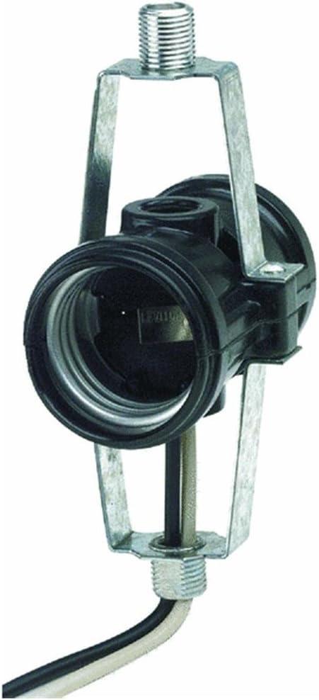 Leviton 2-Light Lampholder, 018-04015-D4F, Black