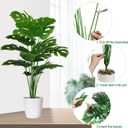 SAJANDAS Set of 2 Artificial Monstera Deliciosa Plants in Pots, Fake Tropical Palm Tree with Greenery Leaves Stems, 28 Inch Artificial Cheese Plant for Home Bathroom, Office, Windowsill Decor