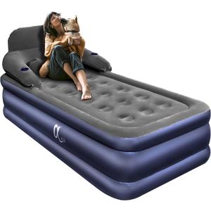 A-ER-FA Twin XL Air Mattress with Headboard, Quick 3 Min Inflation, 20in High, Flocked Top - For Home, Guest, Travel, Camping