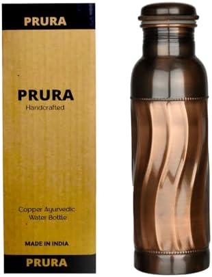 PRURA Black Wave Copper Water Bottle Pure Copper Vessel for Drinking - Drink More Water, Lower Your Sugar Intake And Enjoy the Benefits Immediately